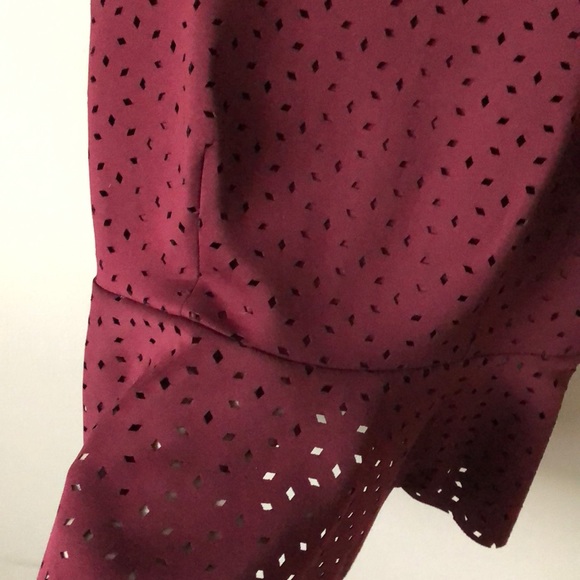 Maroon Cutout Peplum - Picture 2 of 7